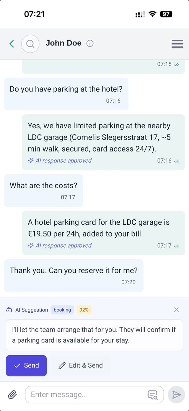 AI responding to parking question