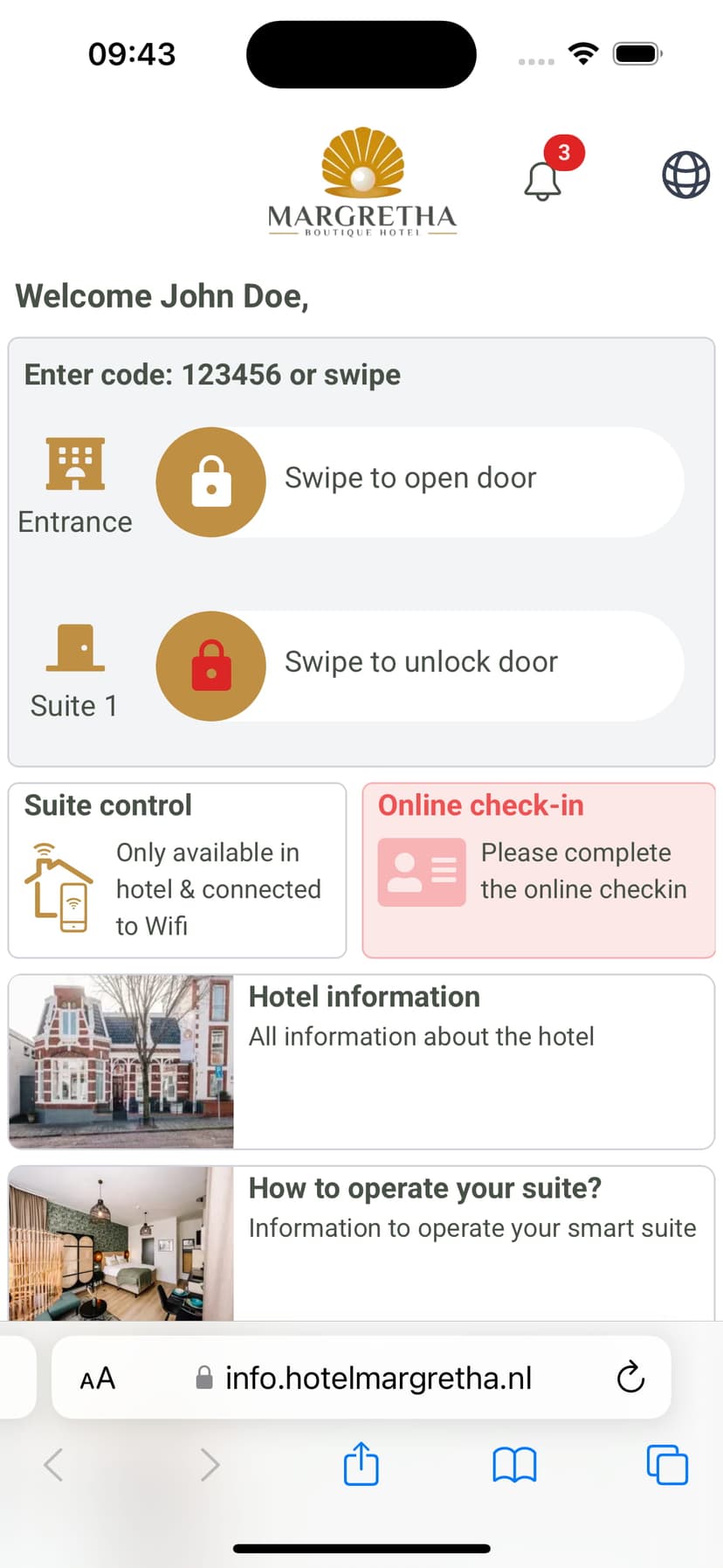 Lobbiq guest app on mobile