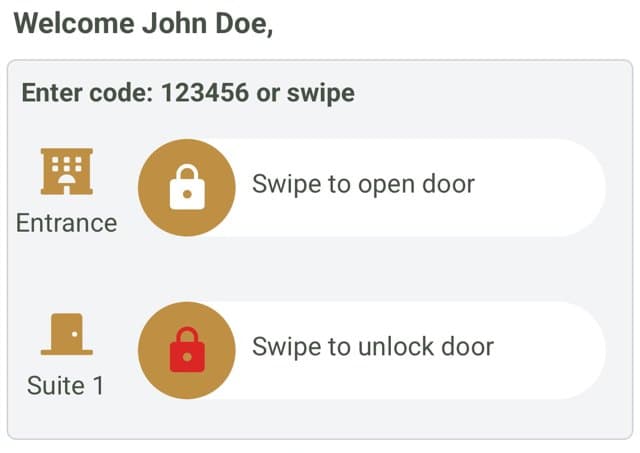 Gäste-App mit Türöffnungs-Interface