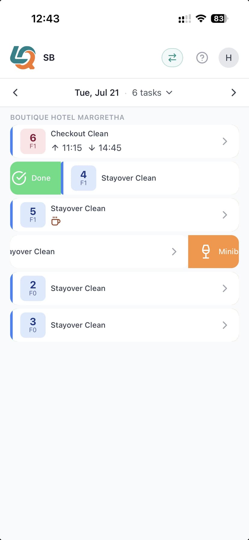 Lobbiq staff tasks app