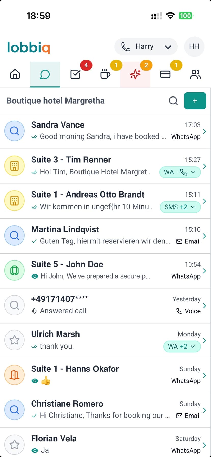 Lobbiq admin app on mobile