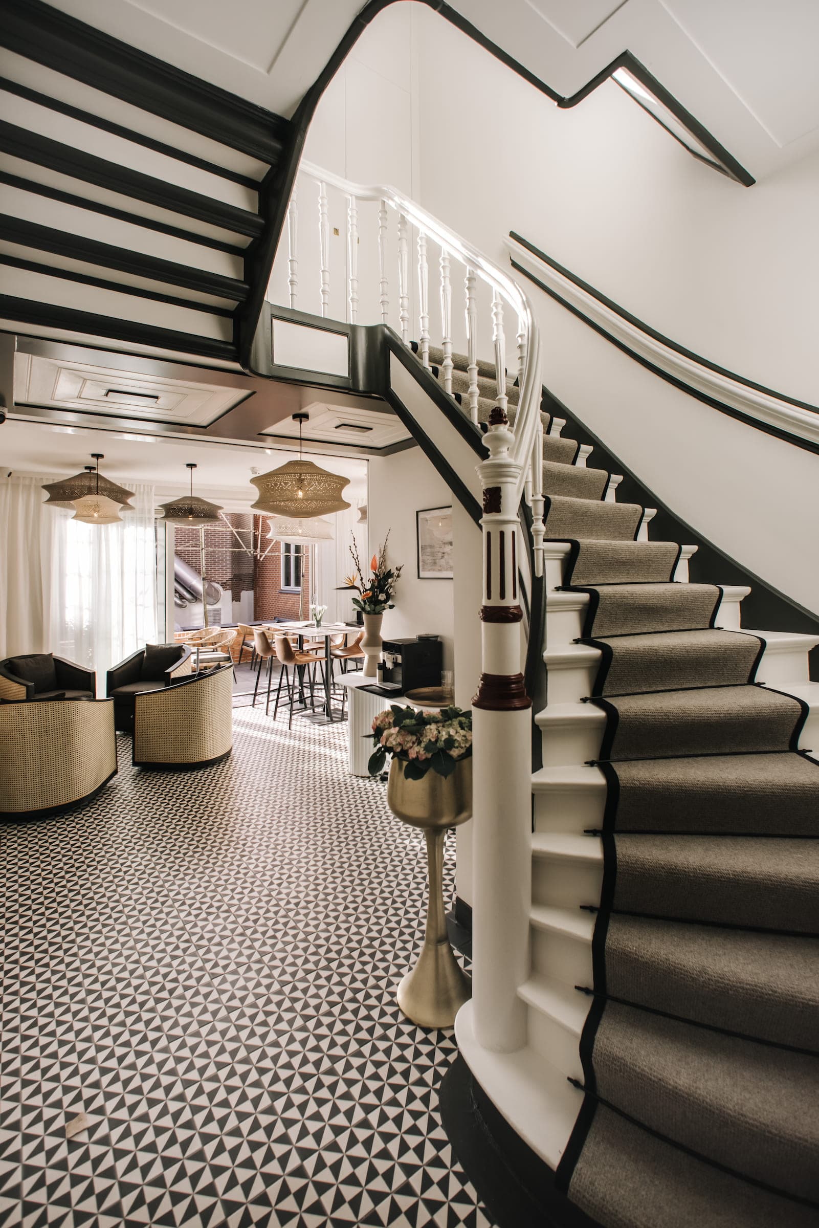 Inside Boutique Hotel Margretha — staircase and lounge